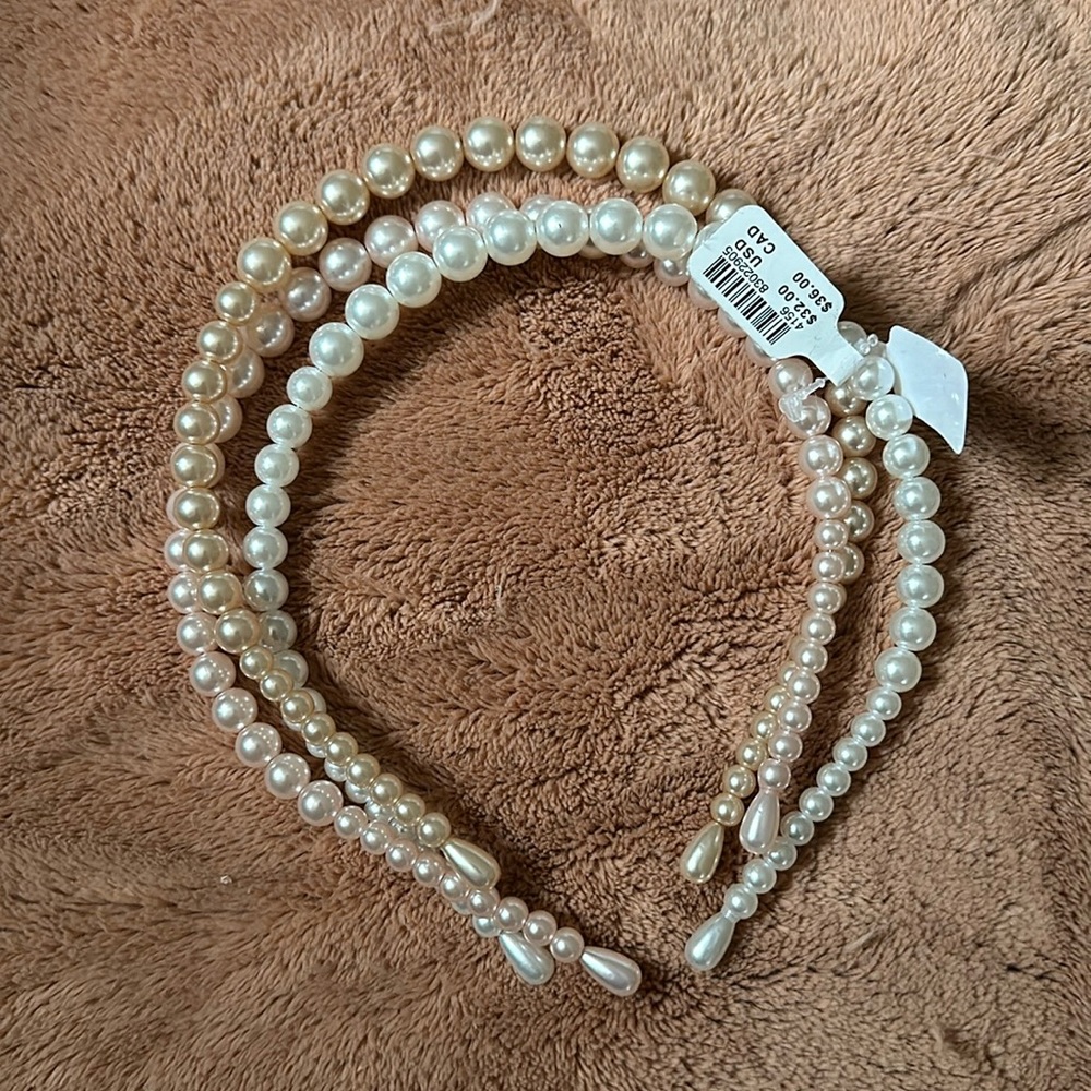 Anthropologie Set of Three Pearl Headbands